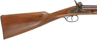 Double Shotgun
13 gauge, 28" barrels,
walnut, checkered straight grip, percussion,
used, by Davide Pedersoli